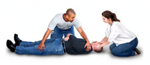 Stabilising the spine: The female responder might want to lie down for better comfort and stability